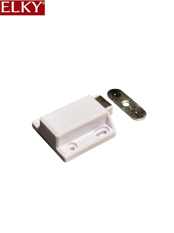 White Single Magnetic Spring Catch (ML004), ELKY Fixings & Site Supplies