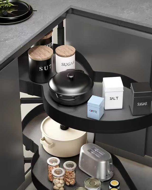 Curvino-ELKY Basket-Matte Black Series-S Corner Kitchen Storage Solution — ELKY Kitchen Baskets & Pull-Out Storage