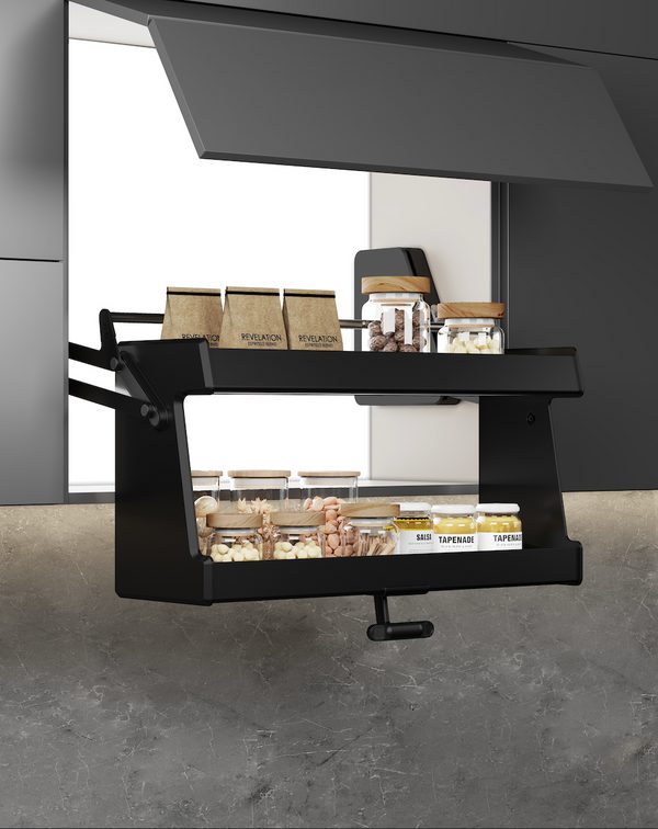 Sollevi-ELKY Matte Black Elevator Kitchen Basket with Automatic Rack System — ELKY Kitchen Baskets & Pull-Out Storage